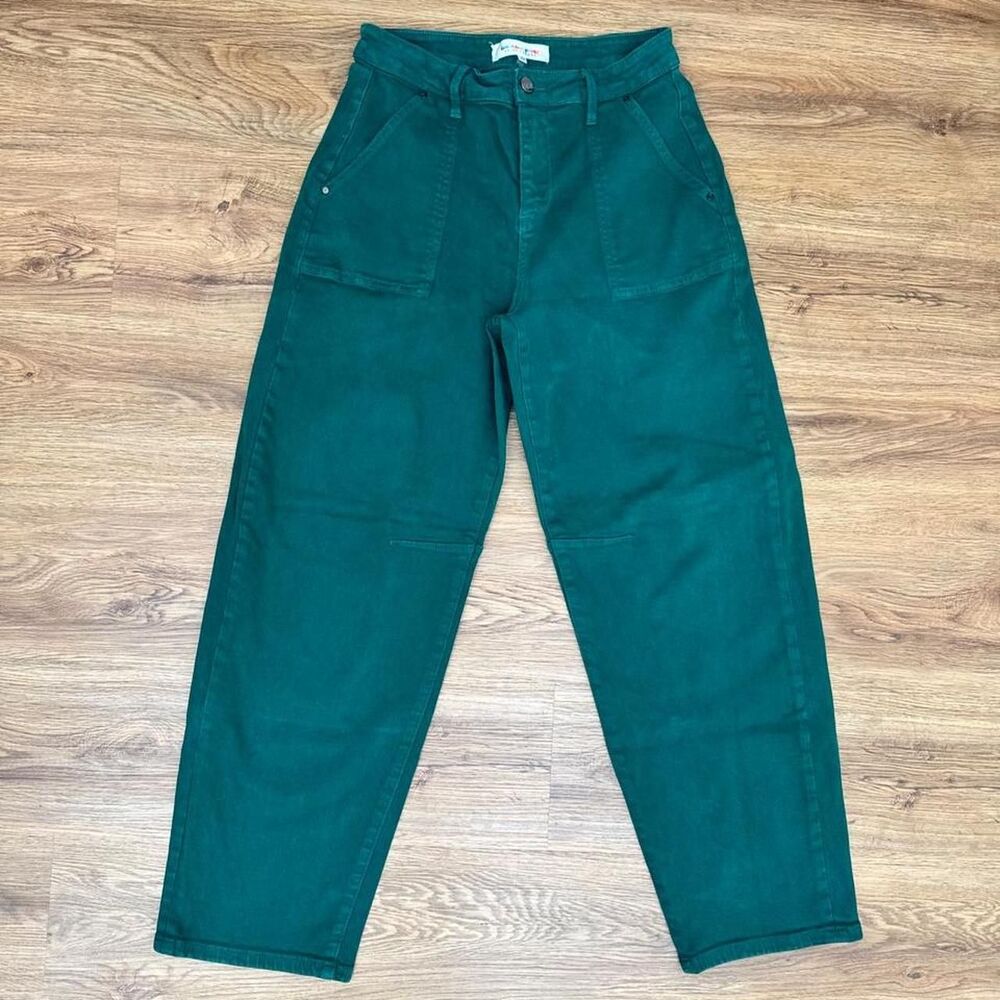 Risen x Freckled Poppy Green Barrel Jeans